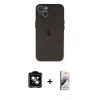 MARSİLYAN™- iPhone 14 Kılıf Yadigar Yansıma Serisi - Siyah Bilvis 3D Mat Cam Ekran Koruyucu + Turuncu PVD Metal Kamera Lens