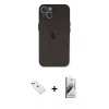 MARSİLYAN™- iPhone 14 Kılıf Yadigar Yansıma Serisi - Siyah Bilvis 3D Mat Cam Ekran Koruyucu + Diamond Kamera Lens - YL