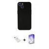 MARSİLYAN™- iPhone 14 Kılıf Yadigar Yansıma Serisi - Siyah Bilvis 5in1 3D Magic Cam Ekran Koruyucu + Diamond Kamera Lens - KI