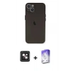 MARSİLYAN™- iPhone 14 Kılıf Yadigar Yansıma Serisi - Siyah Bilvis 5in1 3D Magic Cam Ekran Koruyucu + Pembe PVD Metal Kamera Lens