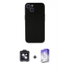 MARSİLYAN™- iPhone 14 Kılıf Yadigar Yansıma Serisi - Siyah Bilvis 5in1 3D Magic Cam Ekran Koruyucu + PVD Metal Kamera Lens - SH