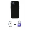 MARSİLYAN™- iPhone 14 Kılıf Yadigar Yansıma Serisi - Siyah Bilvis 5in1 5D Magic Hayalet Cam Ekran Koruyucu + Shine Kamera Lens - MI