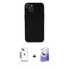 MARSİLYAN™- iPhone 14 Kılıf Yadigar Yansıma Serisi - Siyah Bilvis 5in1 5D Magic Hayalet Cam Ekran Koruyucu + Kırmızı Shine Kamera Lens