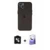 MARSİLYAN™- iPhone 14 Kılıf Yadigar Yansıma Serisi - Siyah Bilvis 5in1 5D Magic Hayalet Cam Ekran Koruyucu + PVD Metal Kamera Lens - TU