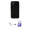 MARSİLYAN™- iPhone 14 Kılıf Yadigar Yansıma Serisi - Siyah Bilvis 5in1 5D Magic Hayalet Cam Ekran Koruyucu + Diamond Kamera Lens - PE