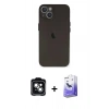 MARSİLYAN™- iPhone 14 Kılıf Yadigar Yansıma Serisi - Siyah Bilvis 5in1 5D Magic Hayalet Cam Ekran Koruyucu + PVD Metal Kamera Lens - YL
