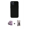 MARSİLYAN™- iPhone 14 Kılıf Yadigar Yansıma Serisi - Siyah Bilvis Hayalet Cam Ekran Koruyucu + Raze Metal Kamera Lens - MR