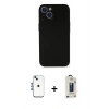 MARSİLYAN™- iPhone 14 Kılıf Yadigar Yansıma Serisi - Siyah Bilvis Hayalet Cam Ekran Koruyucu + Shine Kamera Lens - MI