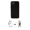 MARSİLYAN™- iPhone 14 Kılıf Yadigar Yansıma Serisi - Siyah Bilvis Hayalet Cam Ekran Koruyucu + Shine Kamera Lens - SH