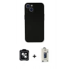 MARSİLYAN™- iPhone 14 Kılıf Yadigar Yansıma Serisi - Siyah Bilvis Hayalet Cam Ekran Koruyucu + PVD Metal Kamera Lens - YL