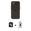 MARSİLYAN™- iPhone 14 Kılıf Yadigar Yansıma Serisi - Siyah Bilvis Hayalet Cam Ekran Koruyucu + PVD Metal Kamera Lens - YL