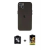 MARSİLYAN™- iPhone 14 Kılıf Yadigar Yansıma Serisi - Siyah Buffer Cam Ekran Koruyucu + PVD Metal Kamera Lens - MI