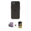 MARSİLYAN™- iPhone 14 Kılıf Yadigar Yansıma Serisi - Siyah Buffer Cam Ekran Koruyucu + Raze Metal Kamera Lens - SH