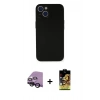 MARSİLYAN™- iPhone 14 Kılıf Yadigar Yansıma Serisi - Siyah Buffer Cam Ekran Koruyucu + Raze Metal Kamera Lens - SH