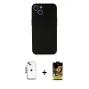 MARSİLYAN™- iPhone 14 Kılıf Yadigar Yansıma Serisi - Siyah Buffer Cam Ekran Koruyucu + Shine Kamera Lens - GS