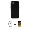 MARSİLYAN™- iPhone 14 Kılıf Yadigar Yansıma Serisi - Siyah Buffer Cam Ekran Koruyucu + Shine Kamera Lens - SH