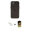 MARSİLYAN™- iPhone 14 Kılıf Yadigar Yansıma Serisi - Siyah Buffer Cam Ekran Koruyucu + Sierra Blue Diamond Kamera Lens