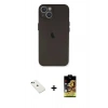 MARSİLYAN™- iPhone 14 Kılıf Yadigar Yansıma Serisi - Siyah Buffer Cam Ekran Koruyucu + Yeşil Diamond Kamera Lens