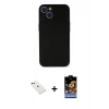 MARSİLYAN™- iPhone 14 Kılıf Yadigar Yansıma Serisi - Siyah Buffer Hayalet Cam Ekran Koruyucu + Diamond Kamera Lens - KI