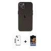 MARSİLYAN™- iPhone 14 Kılıf Yadigar Yansıma Serisi - Siyah Buffer Hayalet Cam Ekran Koruyucu + Shine Kamera Lens - KI