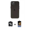 MARSİLYAN™- iPhone 14 Kılıf Yadigar Yansıma Serisi - Siyah Buffer Hayalet Cam Ekran Koruyucu + PVD Metal Kamera Lens - YL
