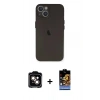 MARSİLYAN™- iPhone 14 Kılıf Yadigar Yansıma Serisi - Siyah Buffer Hayalet Cam Ekran Koruyucu + PVD Metal Kamera Lens - TU