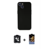 MARSİLYAN™- iPhone 14 Kılıf Yadigar Yansıma Serisi - Siyah Buffer Hayalet Cam Ekran Koruyucu + PVD Metal Kamera Lens - YL