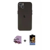 MARSİLYAN™- iPhone 14 Kılıf Yadigar Yansıma Serisi - Siyah Buffer Hayalet Cam Ekran Koruyucu + Raze Metal Kamera Lens - KI