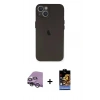 MARSİLYAN™- iPhone 14 Kılıf Yadigar Yansıma Serisi - Siyah Buffer Hayalet Cam Ekran Koruyucu + Raze Metal Kamera Lens - GS