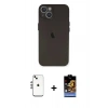 MARSİLYAN™- iPhone 14 Kılıf Yadigar Yansıma Serisi - Siyah Buffer Hayalet Cam Ekran Koruyucu + Shine Kamera Lens - GS