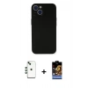 MARSİLYAN™- iPhone 14 Kılıf Yadigar Yansıma Serisi - Siyah Buffer Hayalet Cam Ekran Koruyucu + Shine Kamera Lens - YL