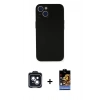 MARSİLYAN™- iPhone 14 Kılıf Yadigar Yansıma Serisi - Siyah Buffer Hayalet Cam Ekran Koruyucu + PVD Metal Kamera Lens - SH