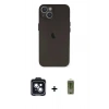 MARSİLYAN™- iPhone 14 Kılıf Yadigar Yansıma Serisi - Siyah Joko Magic 5D Hayalet Cam + Siyah PVD Metal Kamera Lens