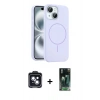 MARSİLYAN™- iPhone 14 Kılıf Yankı Form Serisi - Şeffaf 360 Full Body Arka Koruyucu + PVD Metal Kamera Lens - SH