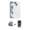 MARSİLYAN™- iPhone 14 Kılıf Yankı Form Serisi - Şeffaf 360 Full Body Arka Koruyucu + Raze Metal Kamera Lens - SH