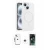MARSİLYAN™- iPhone 14 Kılıf Yankı Form Serisi - Şeffaf 360 Full Body Arka Koruyucu + Shine Kamera Lens - GI