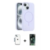 MARSİLYAN™- iPhone 14 Kılıf Yankı Form Serisi - Şeffaf 360 Full Body Arka Koruyucu + Shine Kamera Lens - MI