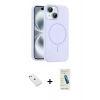 MARSİLYAN™- iPhone 14 Kılıf Yankı Form Serisi - Şeffaf Pasifik Cam Ekran Koruyucu + Diamond Kamera Lens - PE