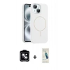 MARSİLYAN™- iPhone 14 Kılıf Yankı Form Serisi - Şeffaf Pasifik Cam Ekran Koruyucu + PVD Metal Kamera Lens - MI
