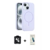 MARSİLYAN™- iPhone 14 Kılıf Yankı Form Serisi - Şeffaf Pasifik Cam Ekran Koruyucu + PVD Metal Kamera Lens - YL