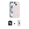 MARSİLYAN™- iPhone 14 Kılıf Yankı Form Serisi - Şeffaf Pasifik Cam Ekran Koruyucu + PVD Metal Kamera Lens - YL