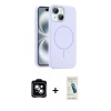 MARSİLYAN™- iPhone 14 Kılıf Yankı Form Serisi - Şeffaf Pasifik Cam Ekran Koruyucu + PVD Metal Kamera Lens - MI