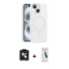 MARSİLYAN™- iPhone 14 Kılıf Yankı Form Serisi - Şeffaf Pasifik Cam Ekran Koruyucu + PVD Metal Kamera Lens - YL