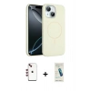 MARSİLYAN™- iPhone 14 Kılıf Yankı Form Serisi - Şeffaf Pasifik Cam Ekran Koruyucu + Shine Kamera Lens - KI