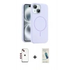 MARSİLYAN™- iPhone 14 Kılıf Yankı Form Serisi - Şeffaf Pasifik Cam Ekran Koruyucu + Shine Kamera Lens - KI