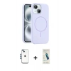 MARSİLYAN™- iPhone 14 Kılıf Yankı Form Serisi - Şeffaf Pasifik Cam Ekran Koruyucu + Shine Kamera Lens - MI