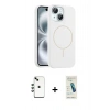 MARSİLYAN™- iPhone 14 Kılıf Yankı Form Serisi - Şeffaf Pasifik Cam Ekran Koruyucu + Shine Kamera Lens - YL