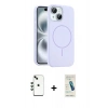 MARSİLYAN™- iPhone 14 Kılıf Yankı Form Serisi - Şeffaf Pasifik Cam Ekran Koruyucu + Shine Kamera Lens - YL