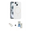 MARSİLYAN™- iPhone 14 Kılıf Yankı Form Serisi - Şeffaf Royal Nano Ekran Koruyucu + Diamond Kamera Lens - KI