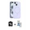 MARSİLYAN™- iPhone 14 Kılıf Yankı Form Serisi - Şeffaf Royal Nano Ekran Koruyucu + PVD Metal Kamera Lens - MI